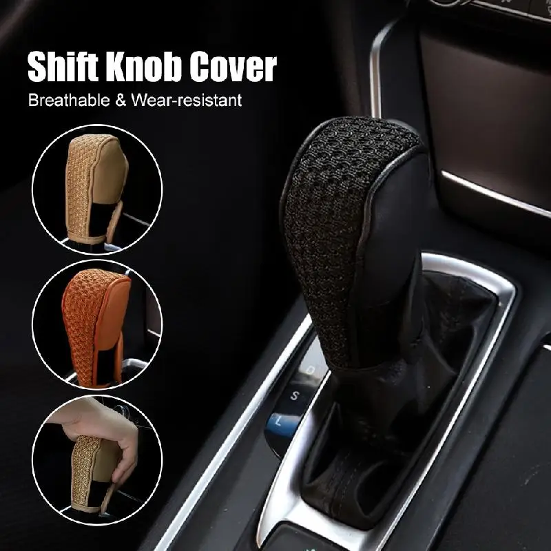 

Universal Car Gear Shift Knob Cover PU Ice Silk Shifter Knob Collar Protector Anti Slip Handle Dustproof Sleeve Auto Accessories