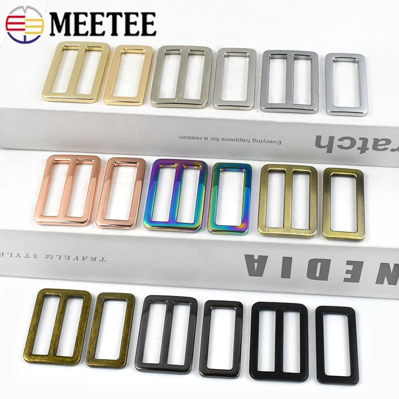 

5/10/20Pcs Meetee 32mm Metal Square Ring Buckle Bag Strap Adjustable Loop Webbing Tri Glide Slider Clasp DIY Sewing Accessories