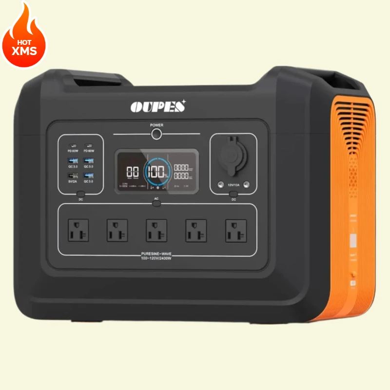 

Портативная электростанция XMSJ.2400 Вт, генератор на солнечной энергии 2232 Втч с 5 розетками переменного тока (5000 Вт пика), аварийный генератор аккумуляторов LiFePO4