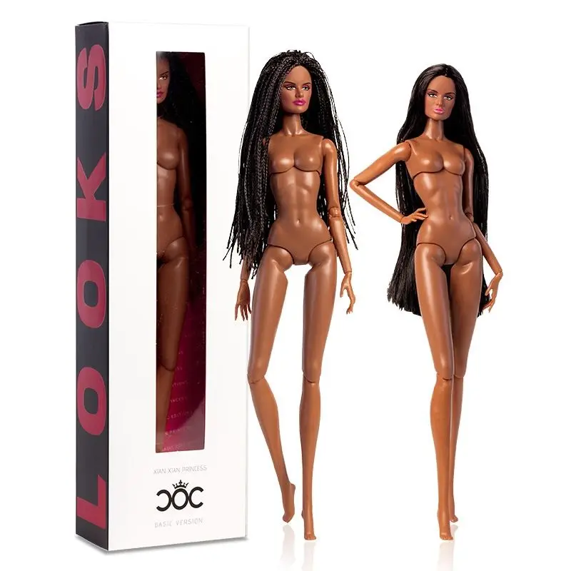 

Кукла-супермодель оригинального дизайна, 32 см, с угольно-коричневой кожей, 12 точками артикуляции, 1/6, модная, с кудрявыми/прямыми волосами, изысканным макияжем