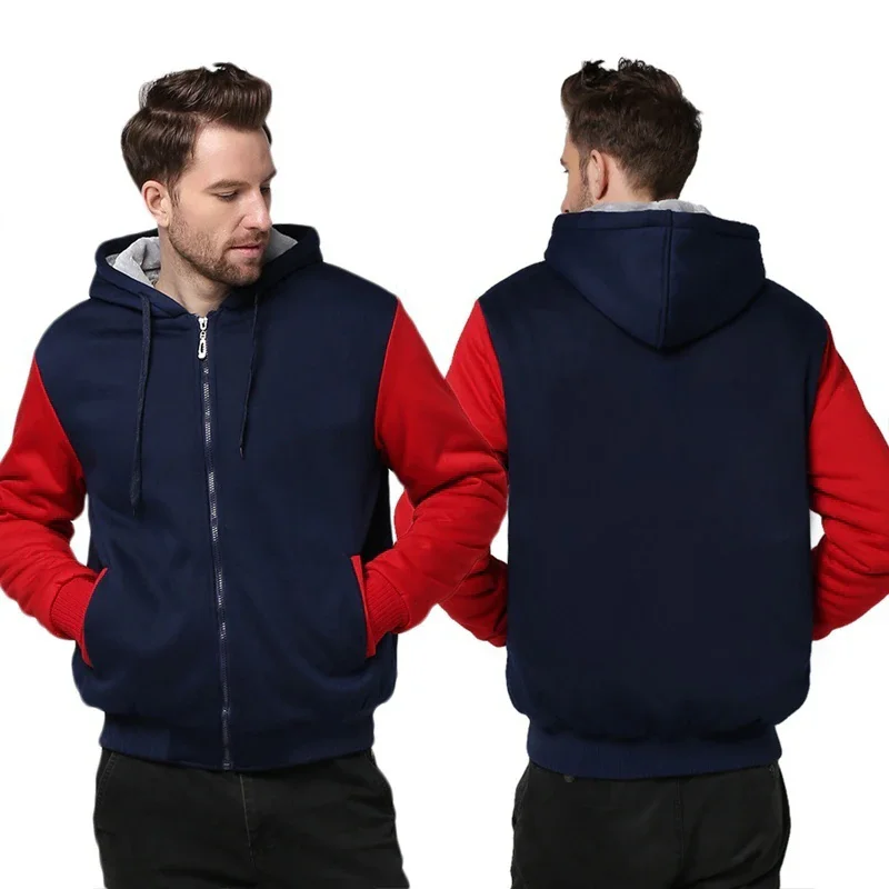 New Men\'s Fleece Warm Comfortable Jacket Winter Thickened Casual Sportswear Zipper Hooded Jacket Sportswear Male M~5XL