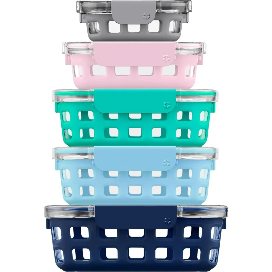 

Duraglass Mixed Meal Prep Sets LeakProof Glass Food Storage Containers with Silicone Sleeves and Airtight BPAFree Lids Ideal fo