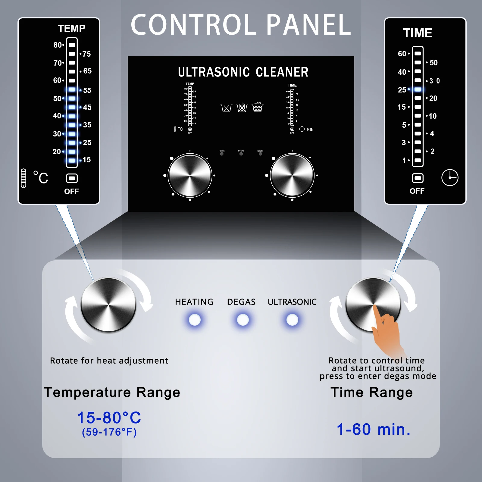 Limpador ultrassônico ACMESONIC 30L com aquecedor Degas Limpeza sônica para peças de joias de laboratório Bicicleta Moeda Dental