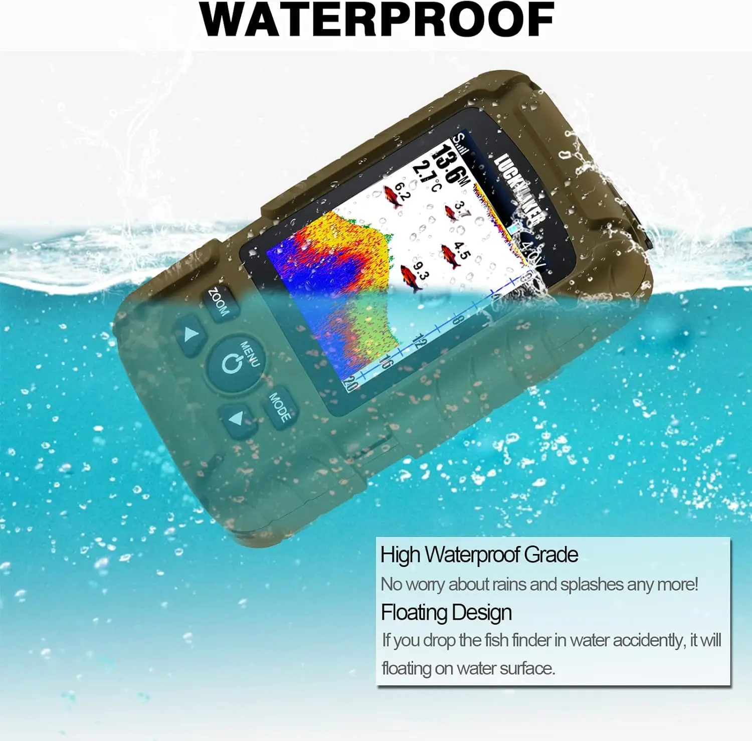 Water Handheld Fish Finder Boat Sonar Wireless Fish Finders Waterproof Portable Display Depth Finders Transducer Sea Ice Fishing