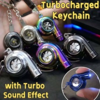 Glowing Turbo Keychain LED Light Up Car Key Ring Accessory Turbocharger Design Illuminated Engine Keychain Gift for Automotive