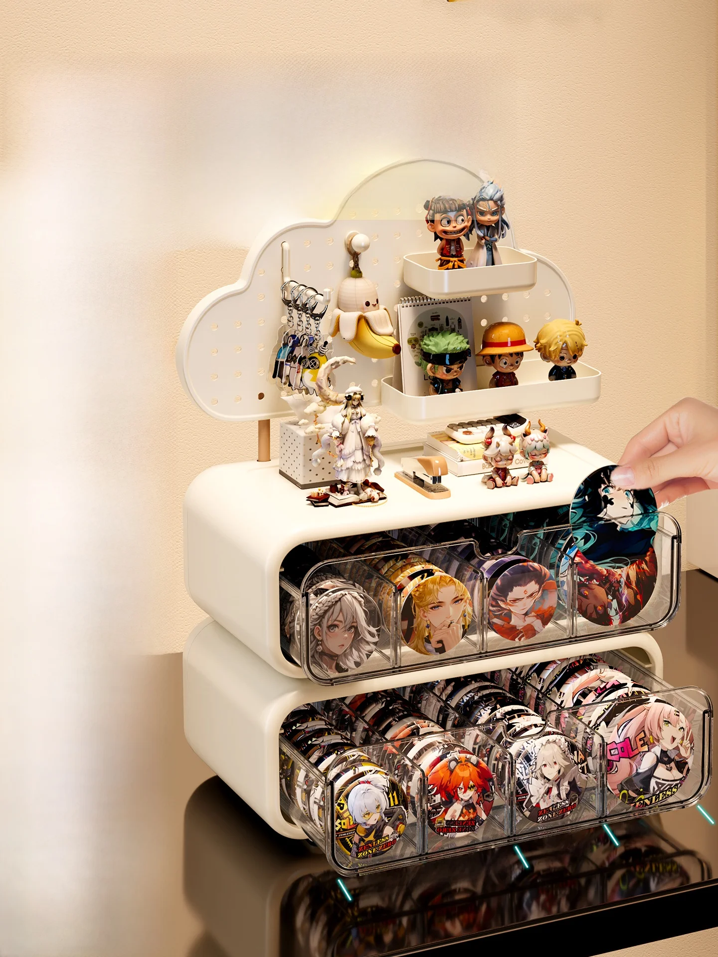 Desktop Bajie Storage Box Drawer Type Dustproof Transparent Grains Display Stand Badges Small Cards Organizer Shelf