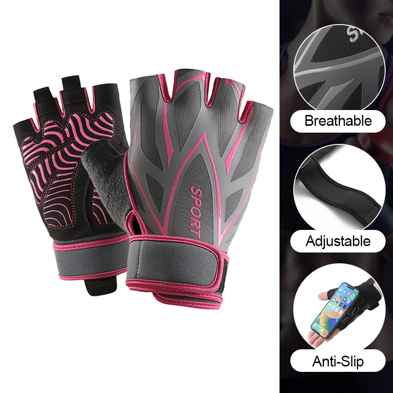 Fitness Gloves Wrist Support Gym Men Women Workout Fingerless Cycling Breathable Weight Lifting Anti-Slip Yoga Sports Gloves