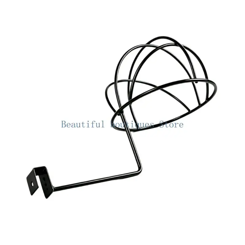 U4LF Projecting-Arm Wall-Mounted Hat Rack with Hemispherical Wire Form for Baseball Hats, Berets, and Bucket Hats Between Wears