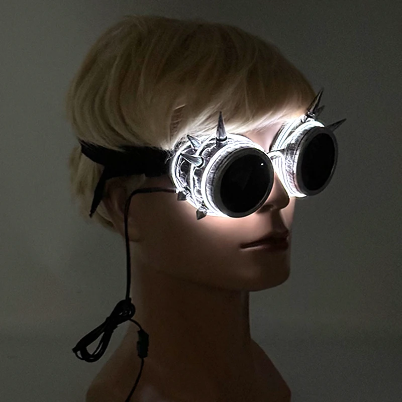 LED Neon leuchtende Brille leuchten Rave Kostüm Party Dekor DJ Club Brillen Leistung Requisiten ändern Farbe Ball Brillen – Detail 27