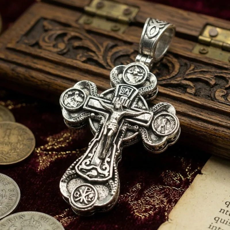 

Buy 5 Get 1 Free 14g Long Big Stainless Steel Orthodox Cross Trinity Virgin Mary Saints Holy trinity Pendant SheCrown