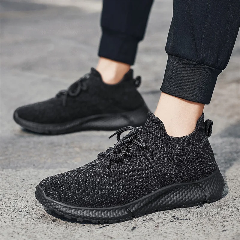 Men Sneakers Low Top Casual Shoes Outdoor Lightweight Breathable Training Shoes Lace Up Summer Mesh Sock Shoes Plus Size 39-45