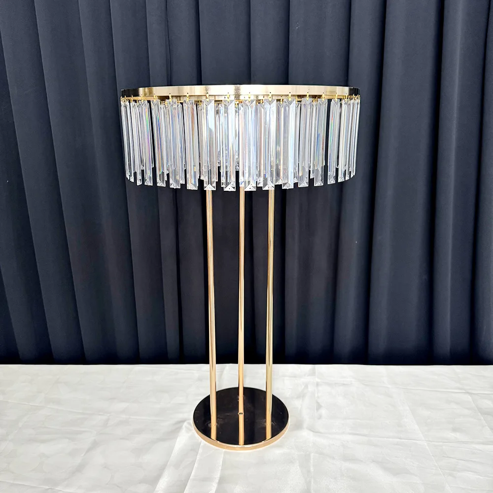 Wedding main table hot-selling electroplated gold road guide crystal bead flower stand ornament