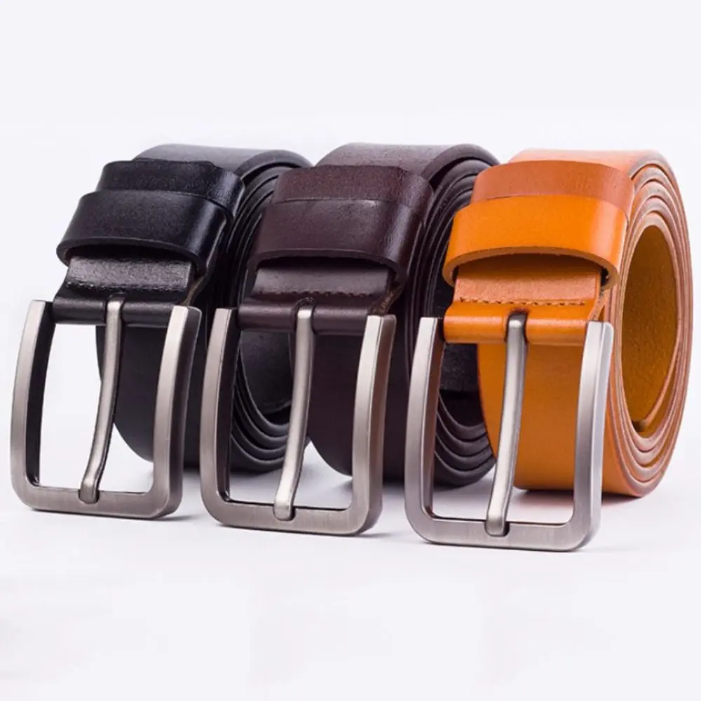 

Luxury Genuine Leather Men Belt 110/115/120/125cm Alloy Pin Buckle Male Strap Thick Cowhide Vintage Waistband Jeans