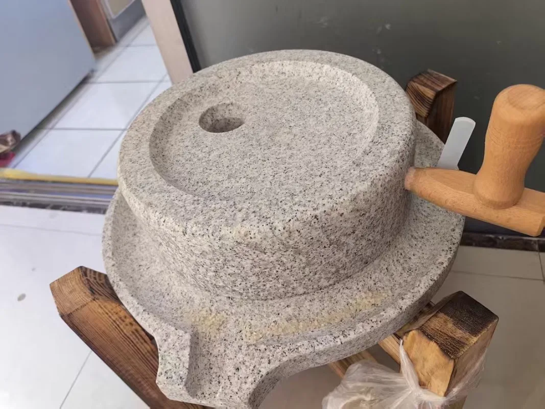 20-30cm Verstärkte Haushalts-Steinmühle mit Holzrahmen Traditioneller Reis-, Nudel-, Sojamilch- und Tofu-Hersteller