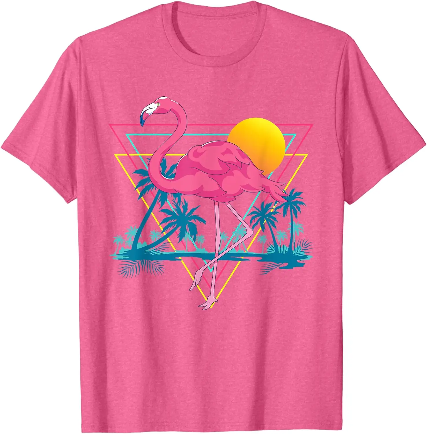 2024 Pink Flamingo Beach Summer Art Vibration Palm Tree Tropical Summer T-shirt