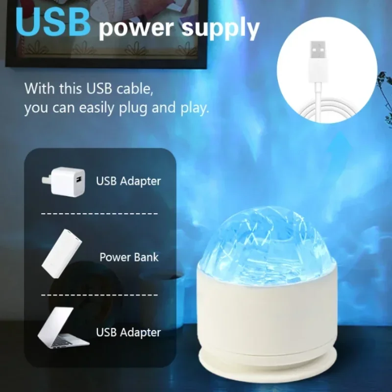 LED Projector Northern Aurora/Water Ripple Projector Lamp Night Light Remote Control Nightlight Decor USB LED Atmosphere Light