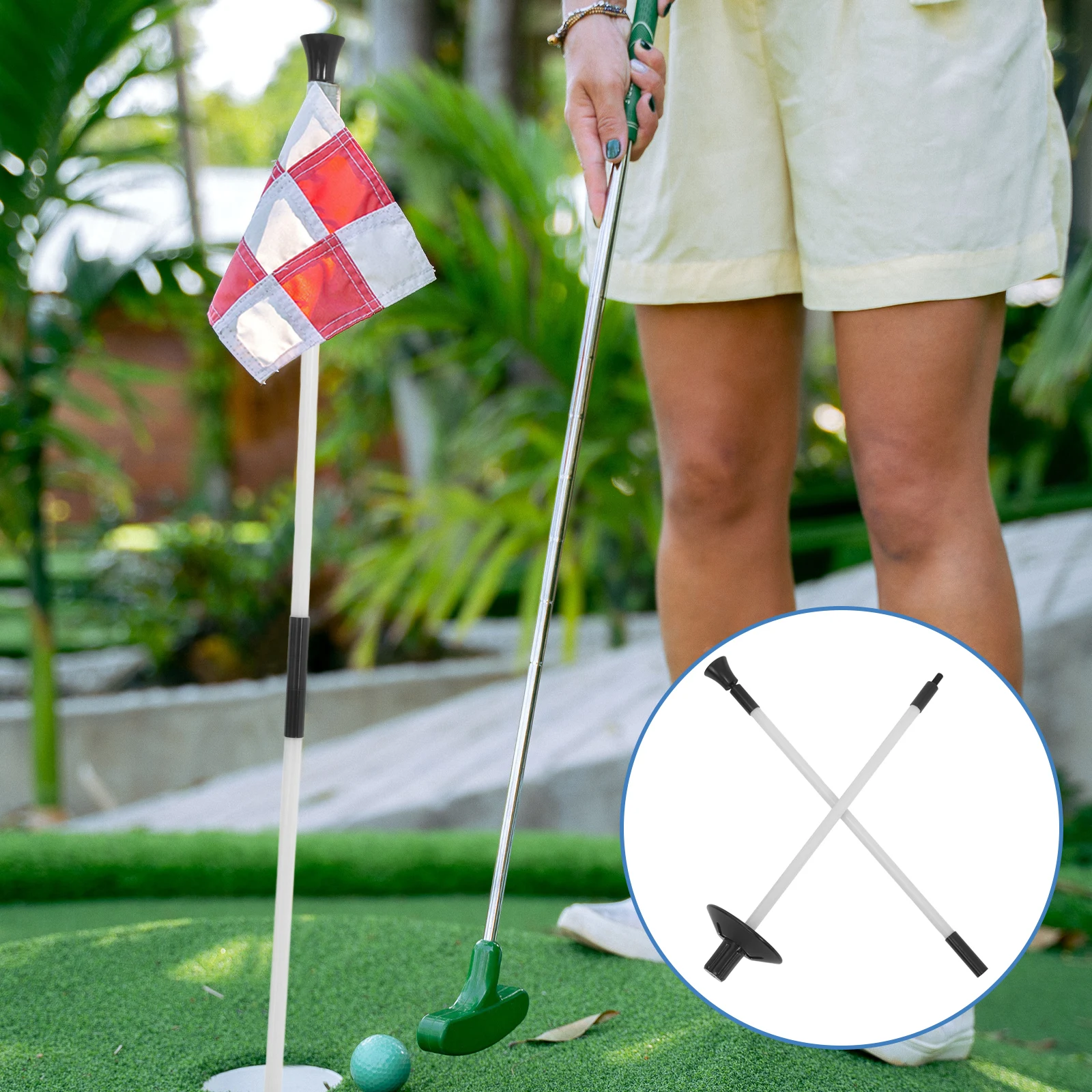 

1pc Portable Golf Flagpole Practice Flagstick Sturdy Detachable Design For Home Club Putting Green Indoor Outdoor Use Effortless