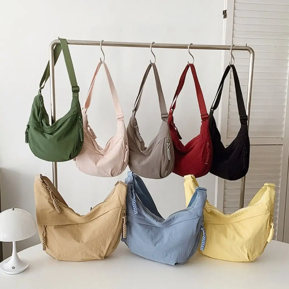 Casual Leinwand Umhängetaschen Große Kapazität Leichte Schulter Tasche Koreanische Vereinfachte Einfarbig Knödel Tasche Frauen