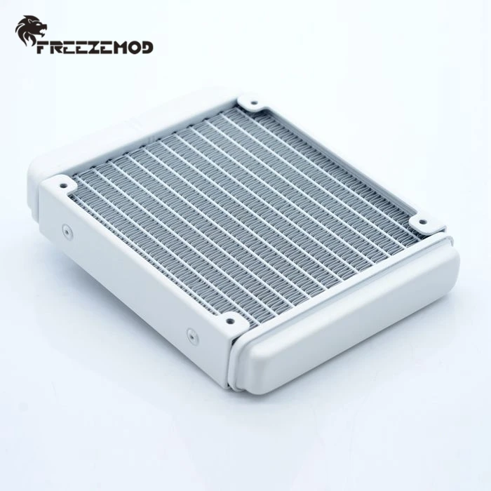 FREEZEMOD 120mm Aluminum Radiator White 27mm thickness 12CM installation Tube Connector port  Water Cooler HeatSink SR-JZFS12