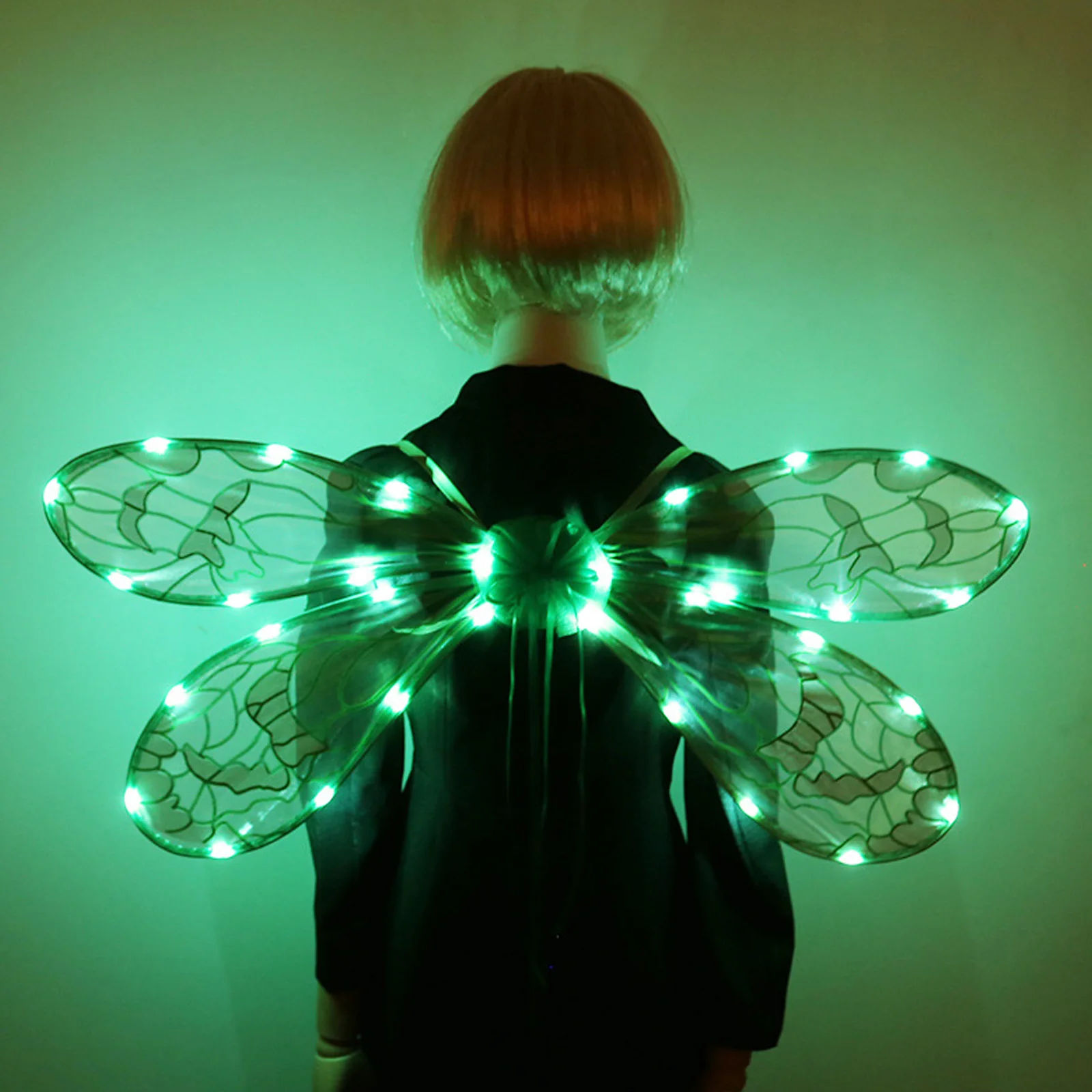 ハロウィン妖精トンボの羽 LED ライト羽根仮装パーティーコスチュームドレスアップアクセサリー小道具