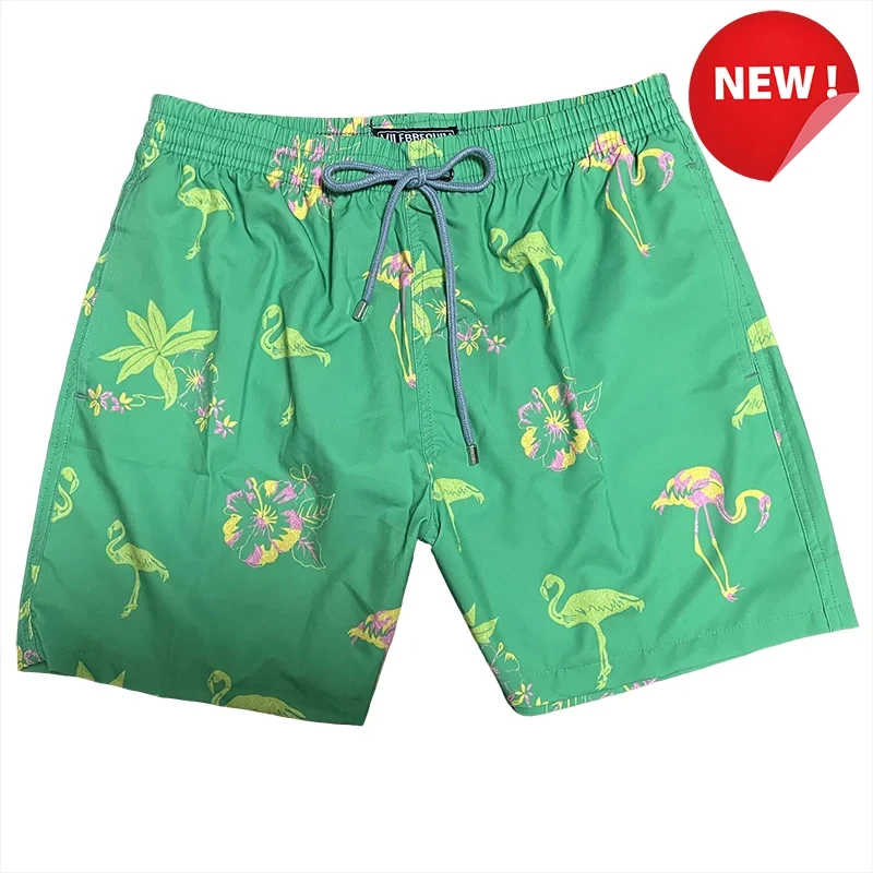 Men’s Beach Shorts Turtle Printed Embroidered BoardShort Swim Pants Elastic Waterproof Quick Drying Casual Beach Vacation Pants