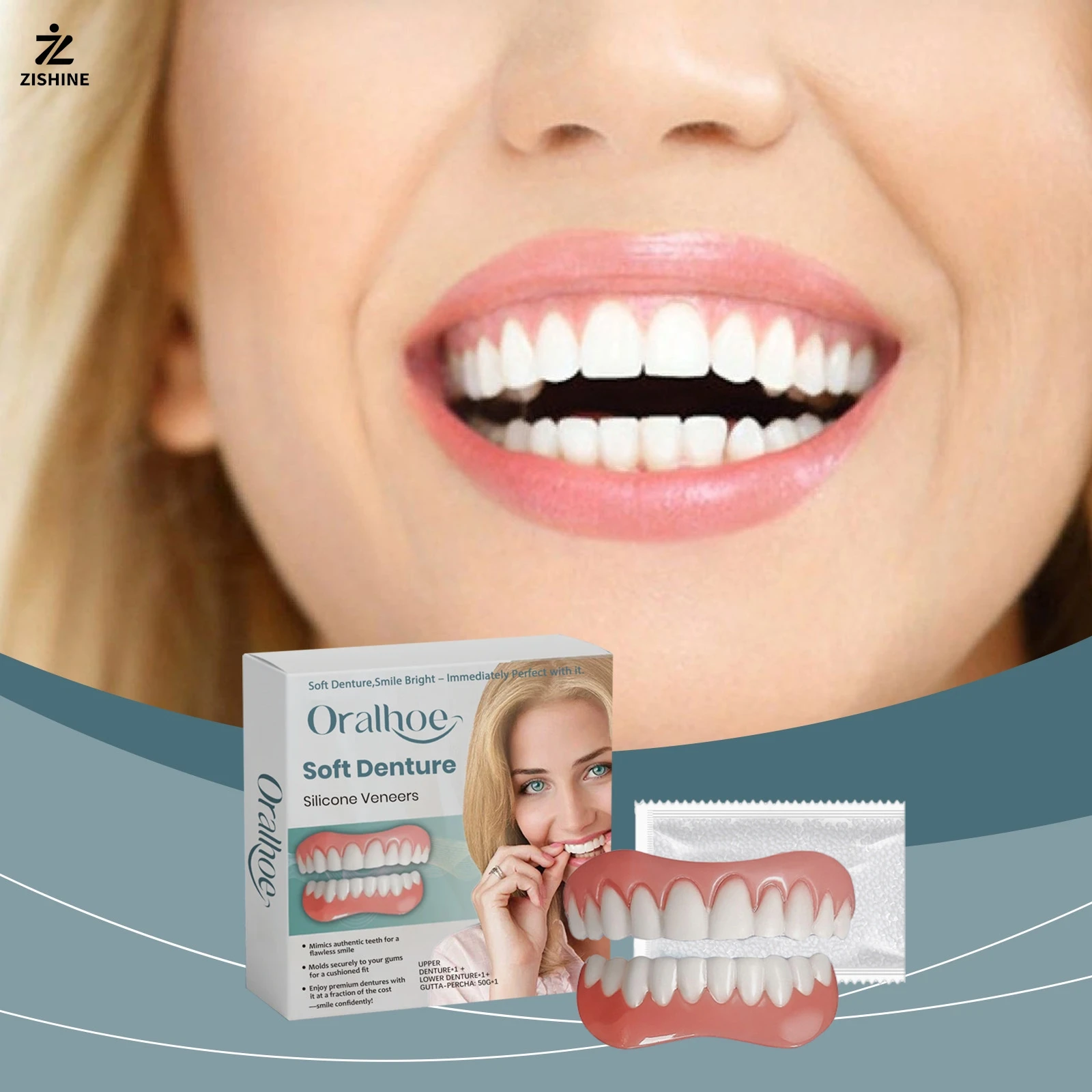 

1PC New denture braces set silicone upper and lower teeth veneer teeth whitening repair gap soft denture reline braces