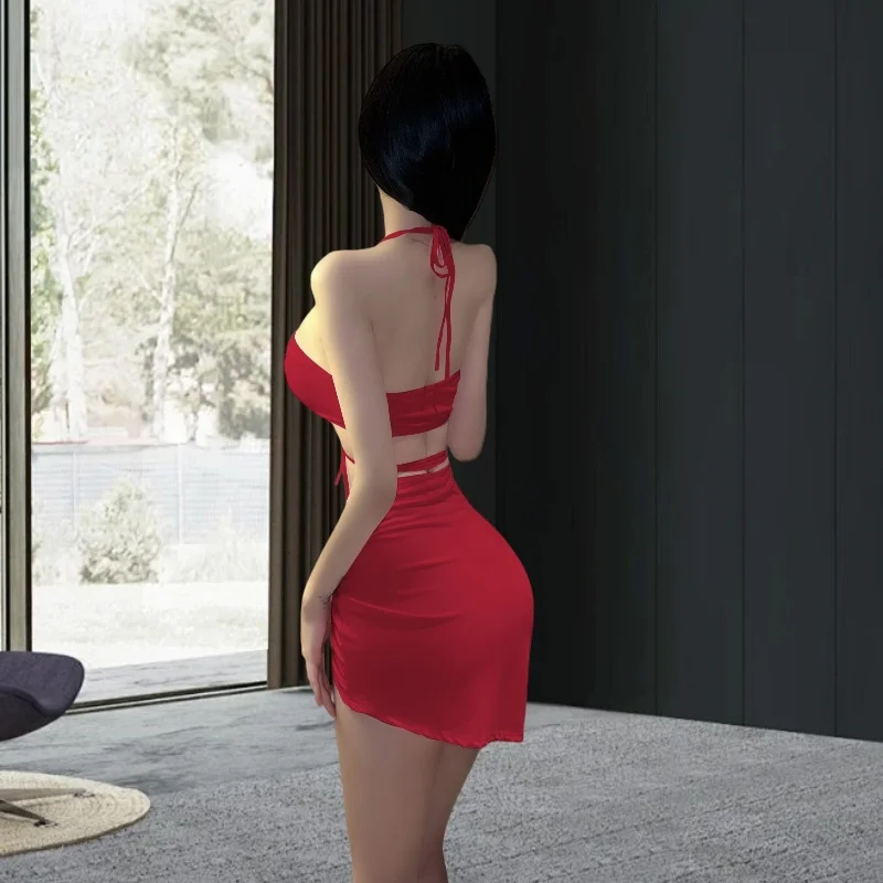 Damska, seksowna koszulka nocna, zestaw gorącej bielizny do flirtowania, do odgrywania ról i uwodzienia, rozmiar uniwersalny, prezent urodzinowy