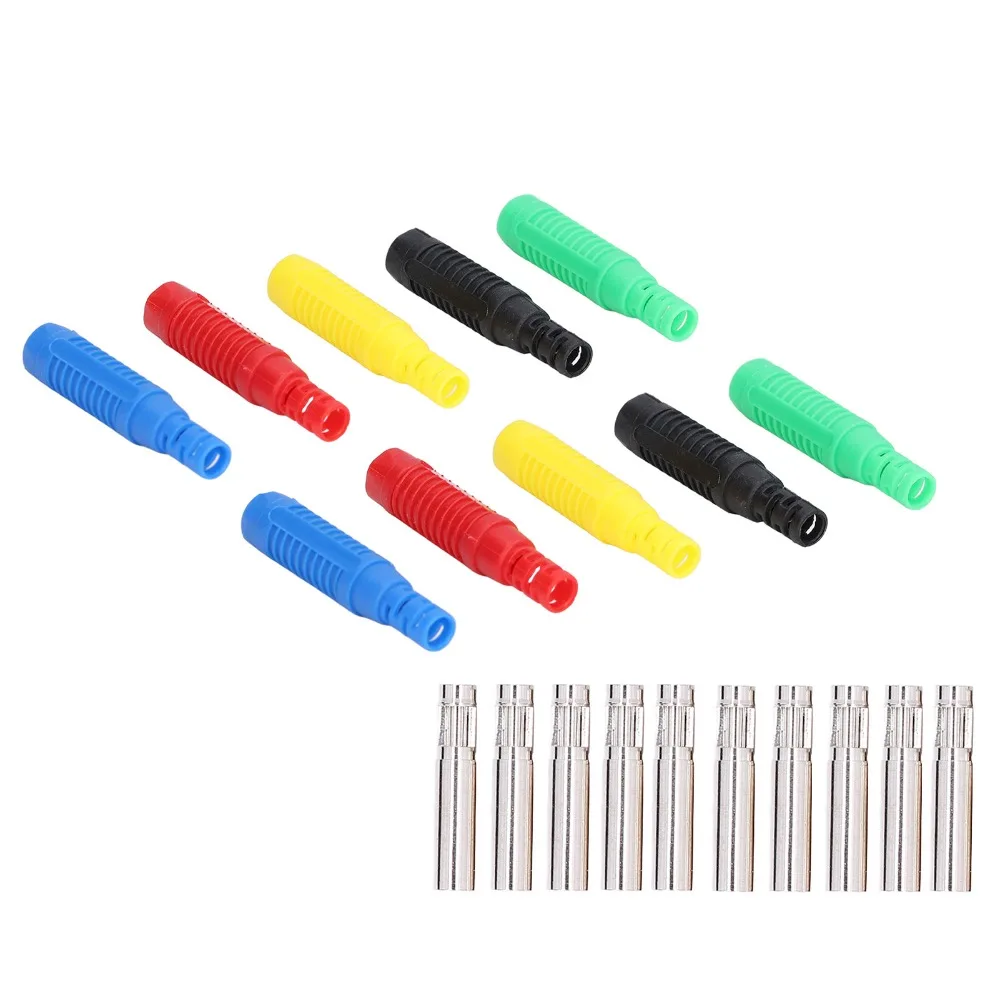 10PCS PA Insulated Banana Plug 5 Colors Lantern Type Lantern Banana Plug Copper 4mm Solder Cable Adapters Electrical Connectors