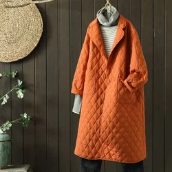 Parkas lisas con bolsillo para mujer, prendas de vestir femeninas hasta la rodilla, color naranja, rectas, cálidas y gruesas, abrigos, Tops