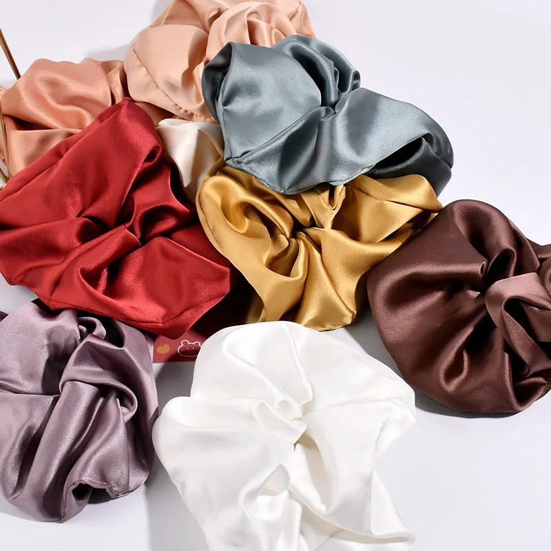 Fashion Satin finish Hair Ties Scrunchies Women Solid Colors Elastic Headband Hair Ropes Ties Hair Accessories Ponytail Holder