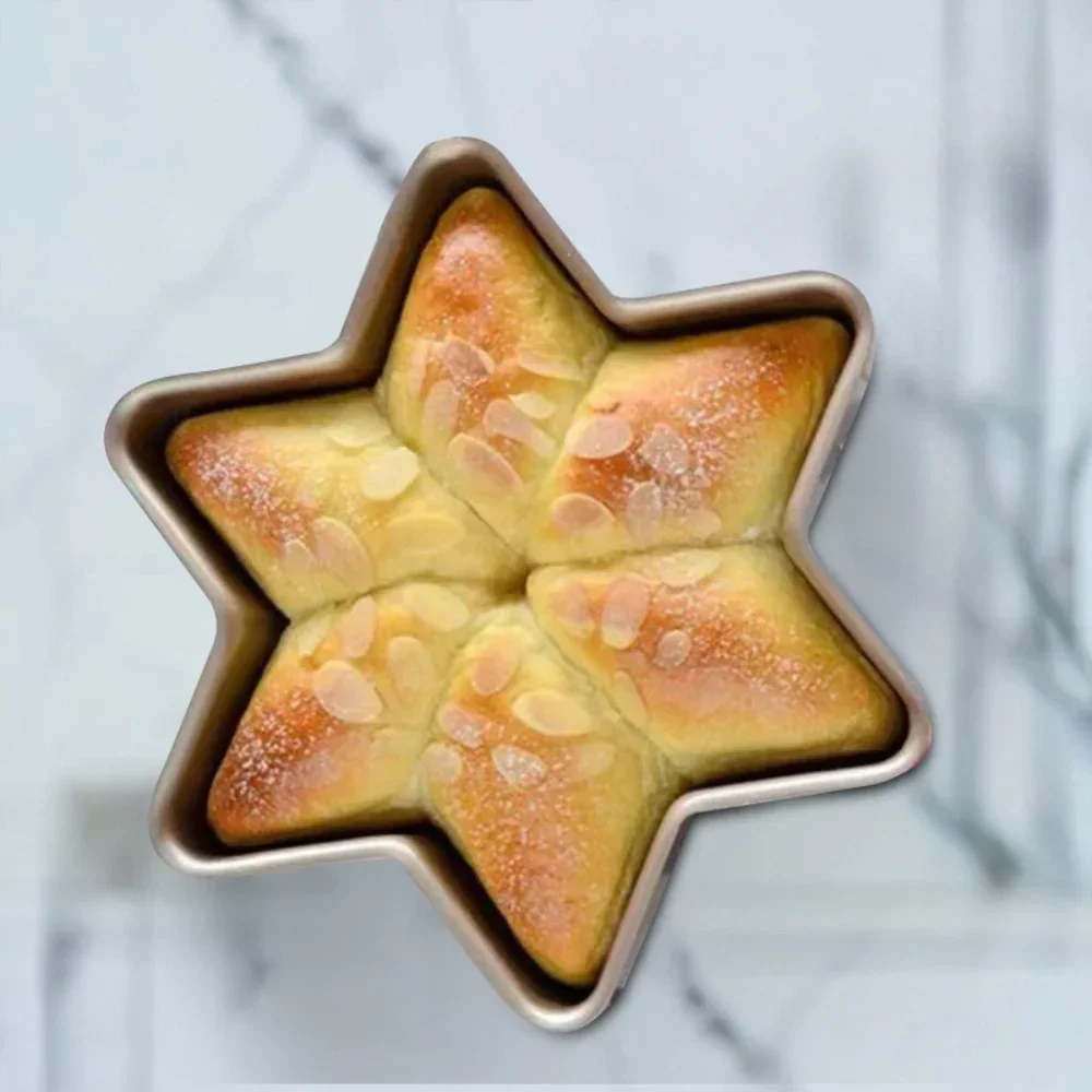 1PC hexagonal non stick bread mold snowflake shaped cheese mousse sponge cake creative face mold baking tray