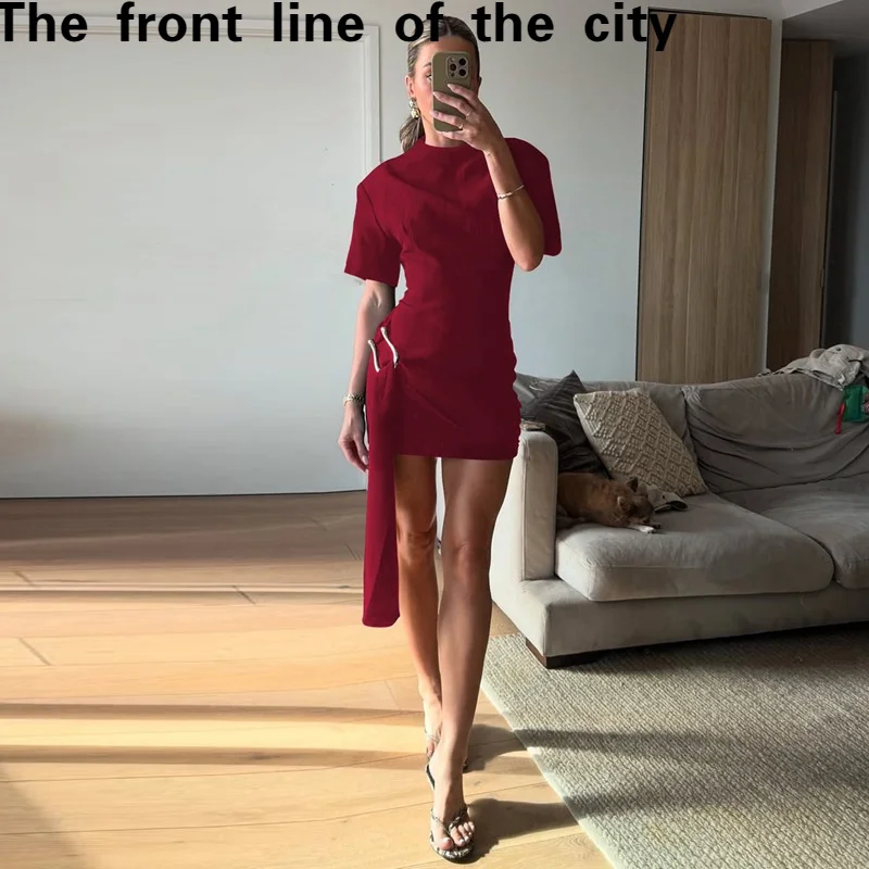 

Сексуальное облегающее кружевное платье на бедрах, модное круглое металлическое украшение в виде синего цвета, юбка трапециевидной формы со средней талией, длинная юбка-свик для поездок на работу