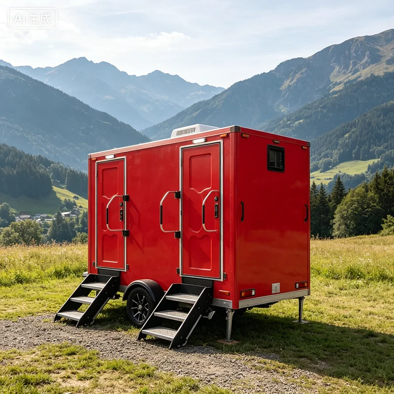Mobile Toilet Trailer with LED Lighting & Ventilation Portable Restroom for Construction Site Outdoor Party