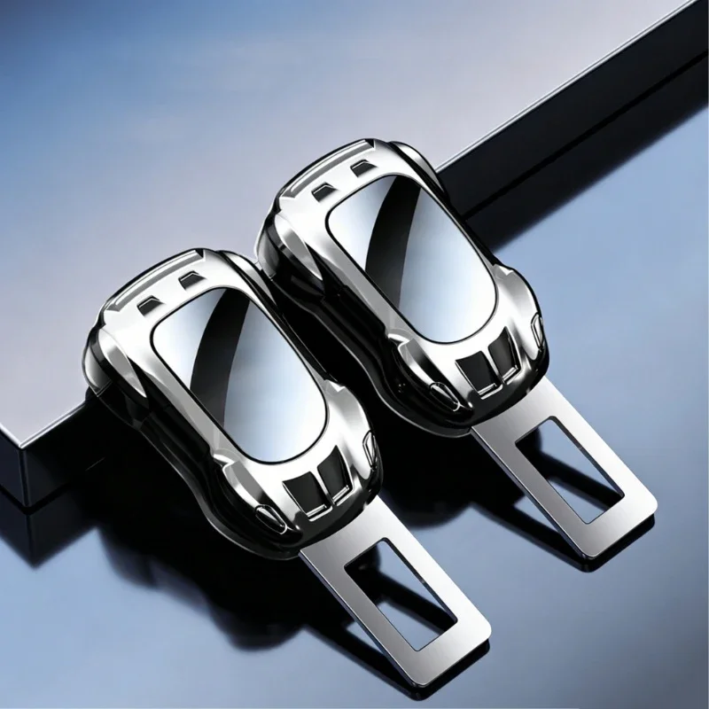 2Pcs Car Seat Belt Clip Extender Safety Seatbelt Lock Buckle Plug Thick Insert Socket Extender Safety Buckle For Tesla Porsche