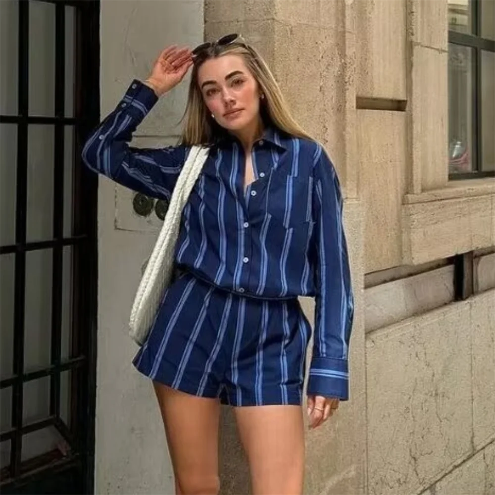 PB&ZA 2024 Spring New Women\'s Fashion and Elegance Slim Fit Versatile Casual Striped Shirt Decoration Dress