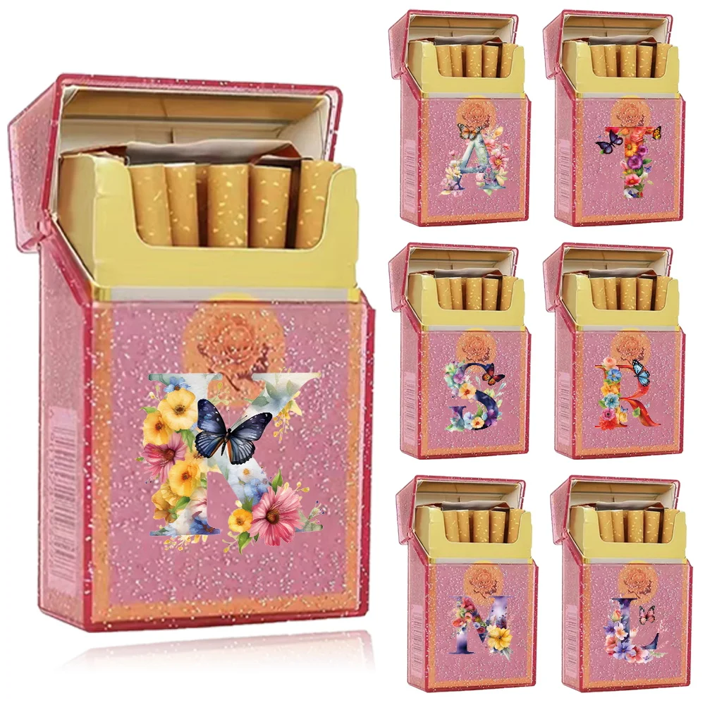 

Pocket Cigarette Case Portable Organizer Smoking Storage Box Tobacco Holder Cigarette Cover Container Butterfly Letters Pattern