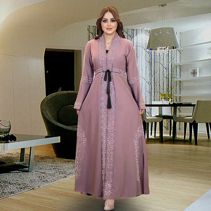 Open Abaya Dubai Kaftan Muslim Cardigan Abayas Dresses for Women 2024 Casual Kimono Robe Femme Caftan Turkish Islamic Clothes