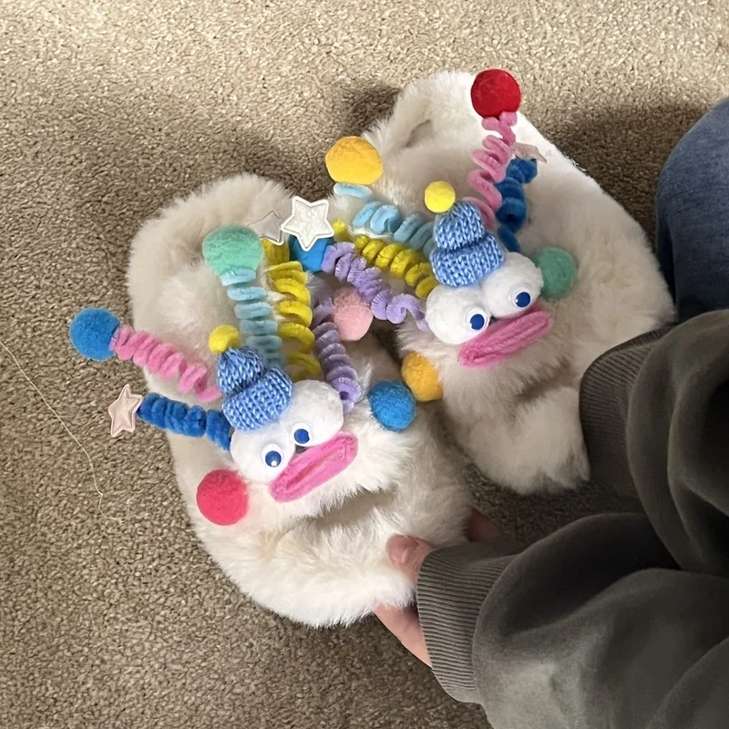 شباشب قطنية بنعل سميك وقطيفة توفر الدفء المضاد للانزلاق ومقاومة التآكل للاستخدام المنزلي شباشب شعر بعد الولادة #3