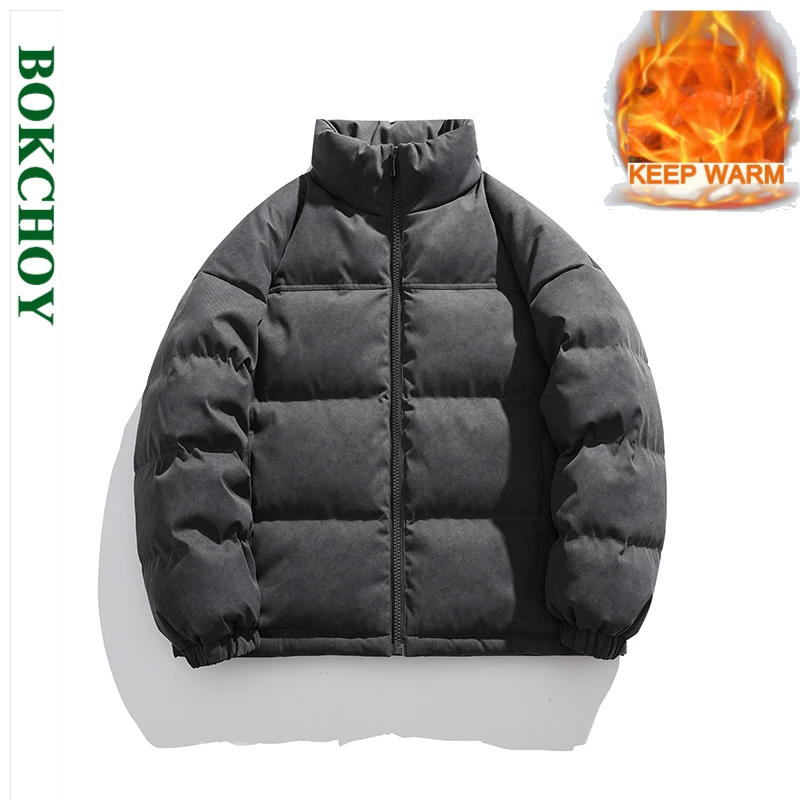 

2024 Winter New Casual Loose Jackets for Men Clothing Keep Warm Stand Collar Padded Coat JL3322-2