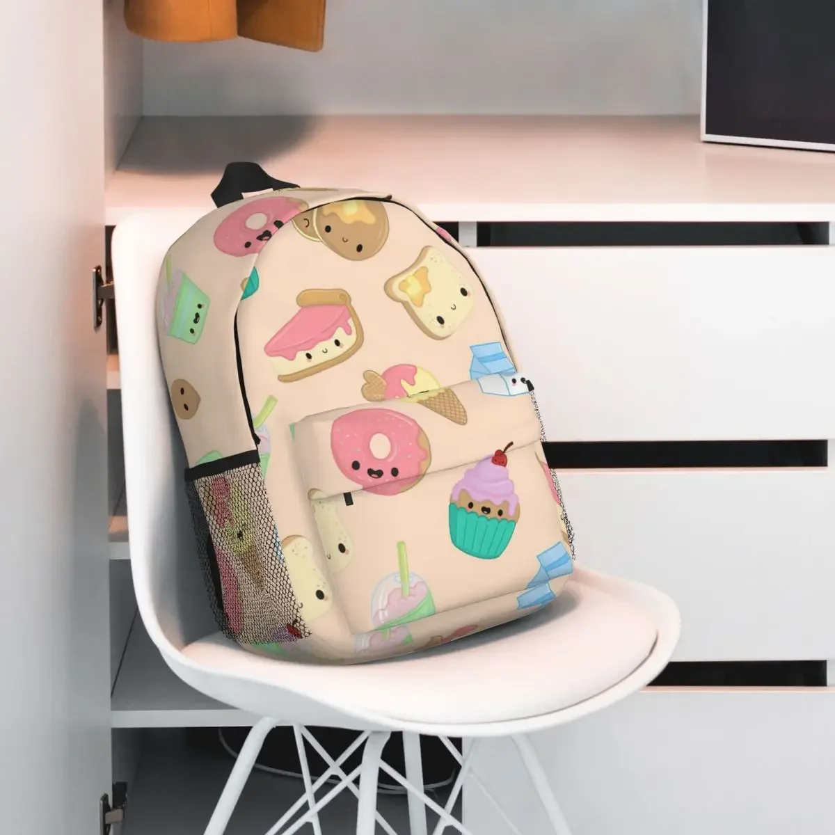 Kawaii Frühstücks süßigkeiten-nahtlose Muster Rucksäcke Jungen Mädchen Bücher tasche lässige Kinder Schult aschen Reise Rucksack Umhängetasche