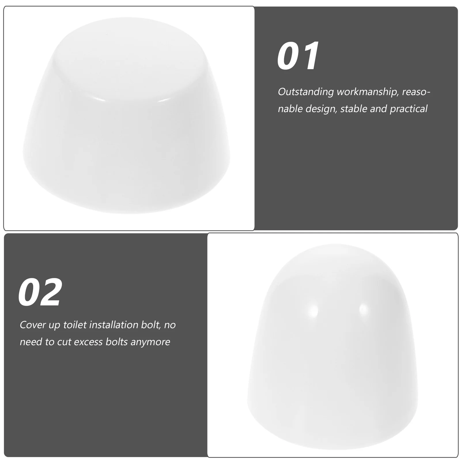 

2Sets Toilet Bolt Caps Round Push-on Bowl Caps Durable Practical Decoration Accessories No Cut Excess Bolts Toilet Bolt Covers