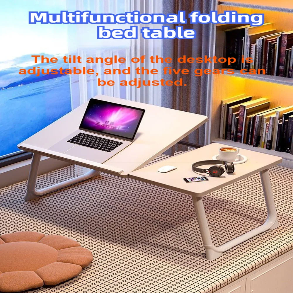 Folding Bed Desk Laptop Table Bedroom Dormitory Lifting Lazy Desk Study Table for Home Office