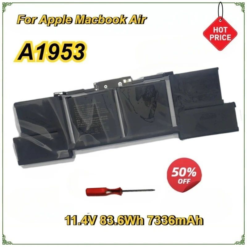 

New A1953 Laptop Battery for Apple Macbook Air 15" A1990 020-02391 2018 2019year Bateria 11.4V 83.6Wh 7336mAh