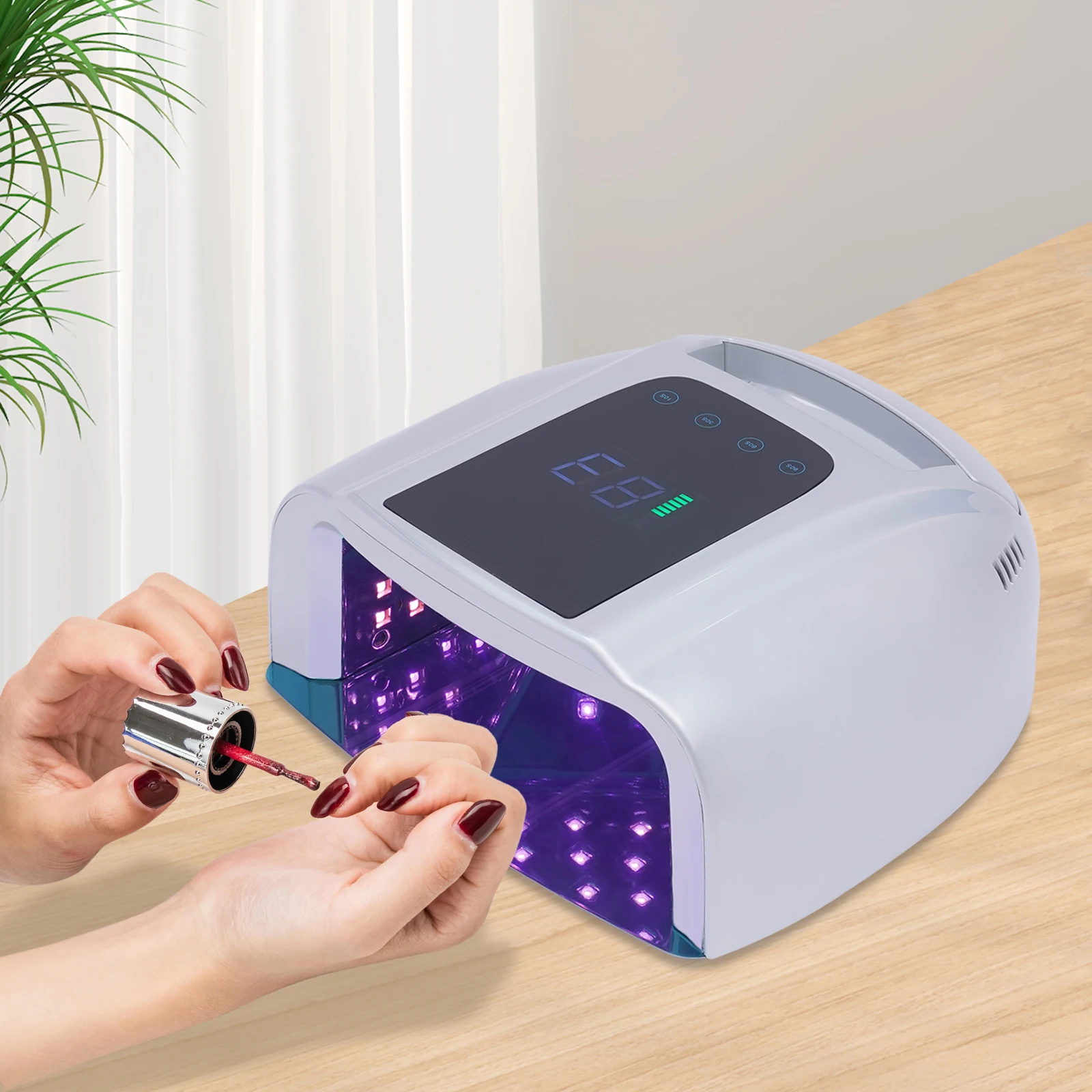 Nail Dryer, 96W 42-Bead Professional Rechargeable UV LED Portable Cordless Nail Lamp Machine with Removable Stainless Steel