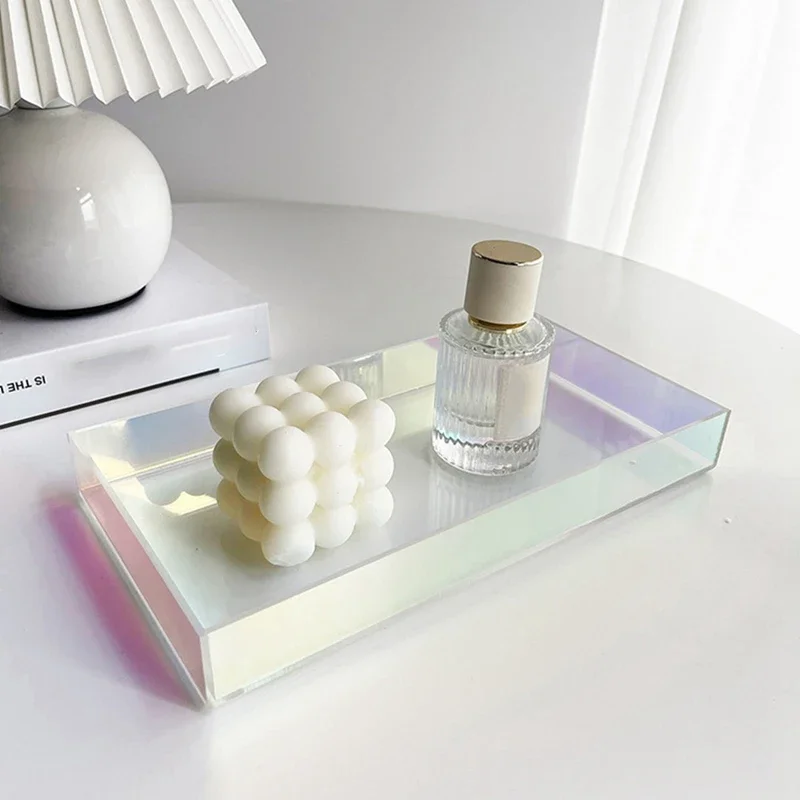 

Acrylic transparent cup tray, teacup jewelry storage tray, creative simple color dessert decoration tray.