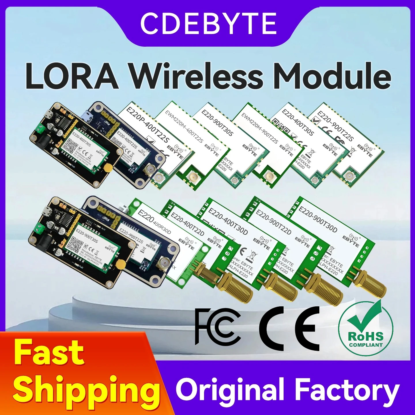 LLCC68 Modul LoRa CDEBYTE E220 Seri 433/868/915Mhz Modul UART 22/30dBm Penerima Pemancar WOR Jarak Jauh Daya Rendah