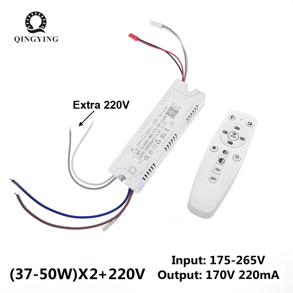 1-5 Stuks 2.4G Driver 37-50wx2 + 220V App & Afstandsbediening Intelligente Dimmen & Kleur-Verwisselbare Lamptransformator Voor Kroonluchter Vervangen