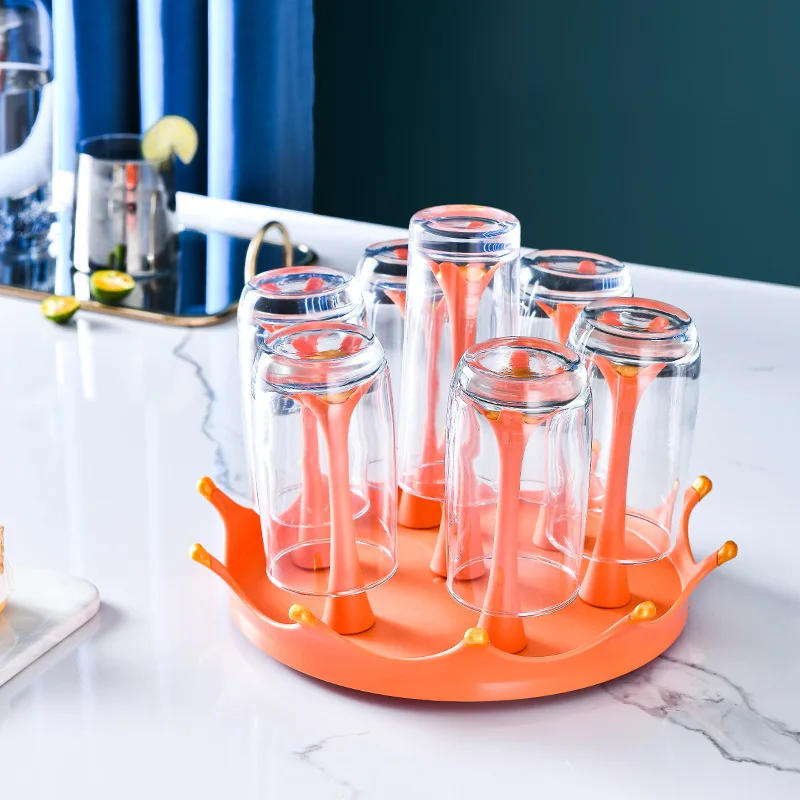 Kevin suporte de copo à prova de poeira, suporte de copo de drenagem rotativo, rack de copo de chá, coroa à prova de poeira, suporte de copo