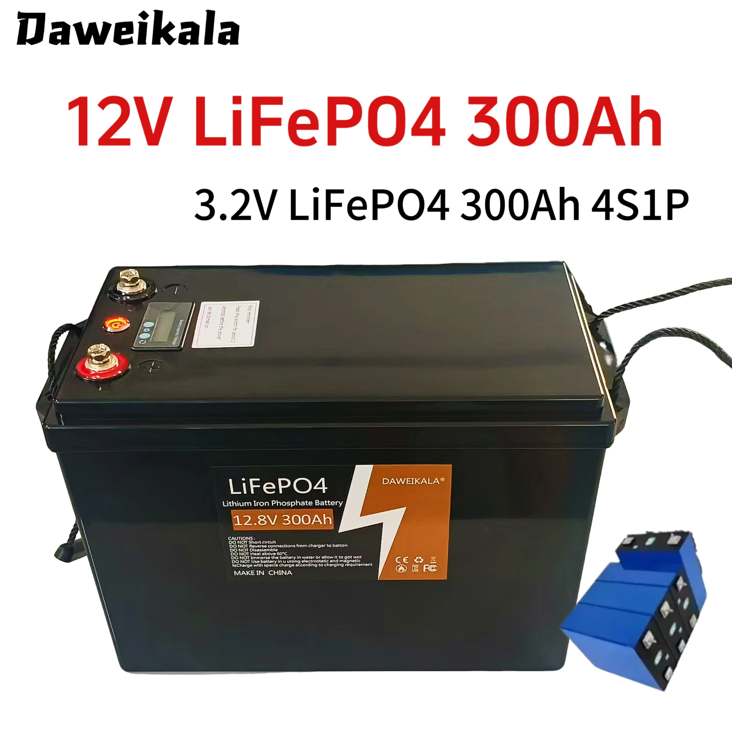 

Durable 12V 300Ah LiFePO4 Battery Pack – 4000 Cycles, Perfect for RVs, Campers, Golf Carts, Off-Road & Solar/Wind Energy