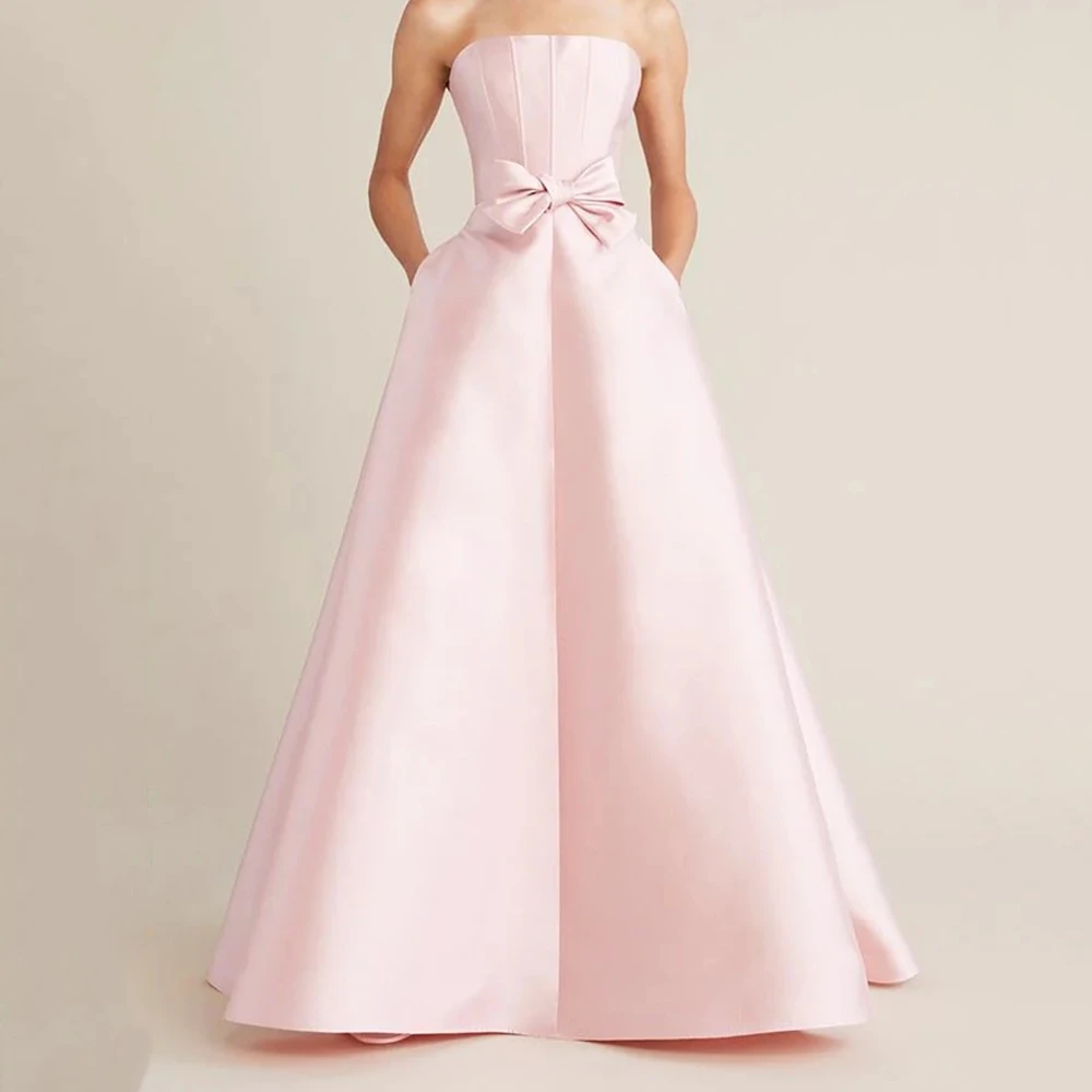 

Вечерние платья русалки по индивидуальному заказу длиной до пола, без бретелек, без рукавов, платье для выпускного вечера, модный бант, простое драпированное вечернее платье с открытой спиной